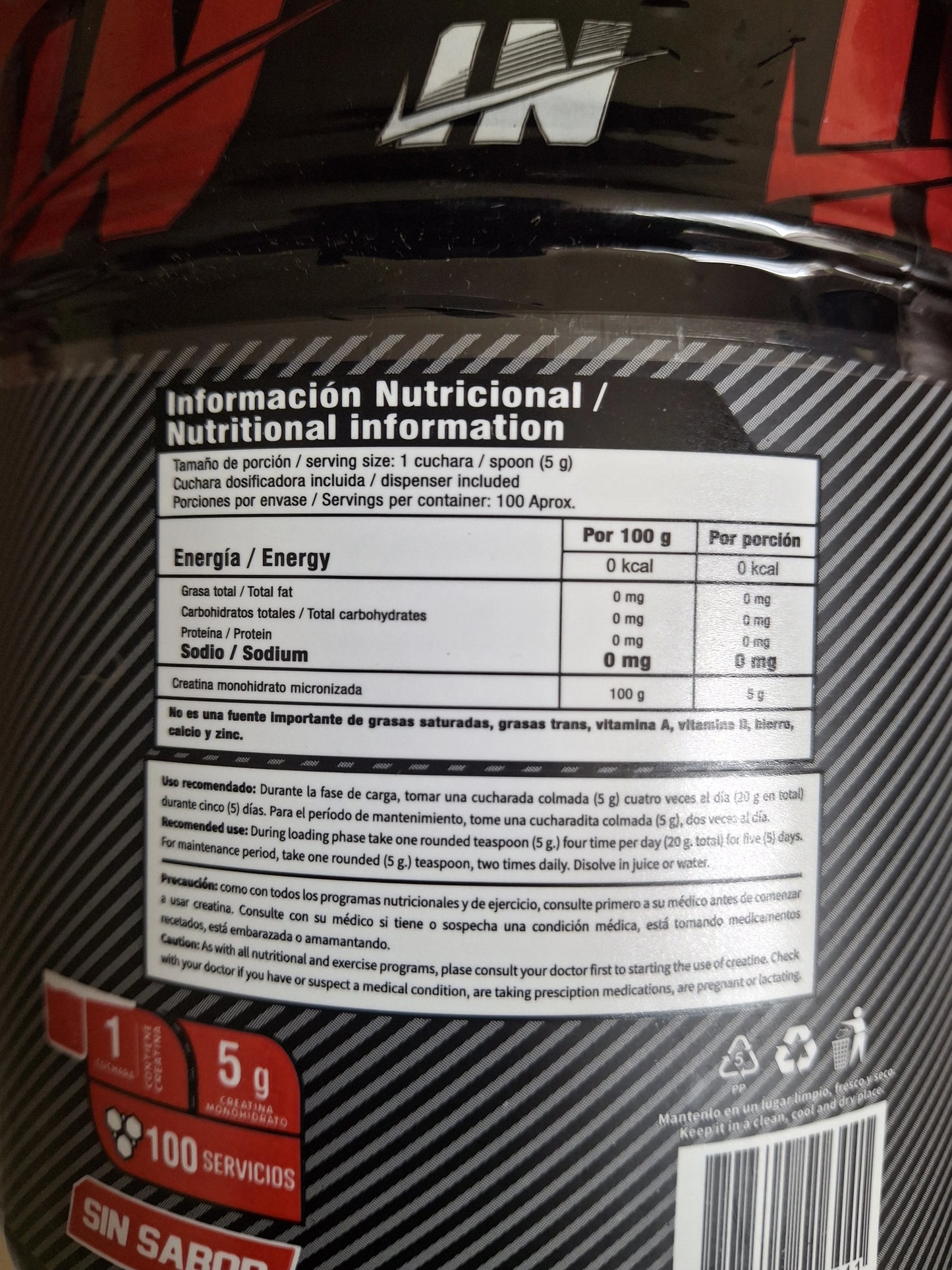 Creatina Monohidratada Iron 100 Serv