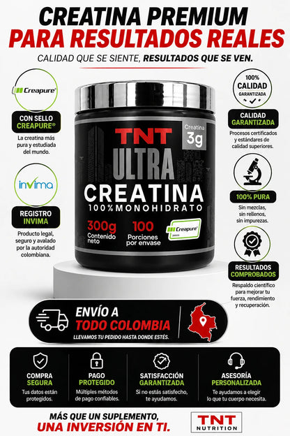 Creatina Monohidratada TNT Creapure 100 servicios