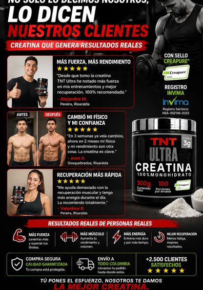 Creatina Monohidratada TNT Creapure 100 servicios