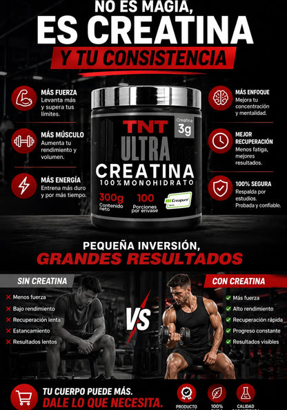 Creatina Monohidratada TNT Creapure 100 servicios